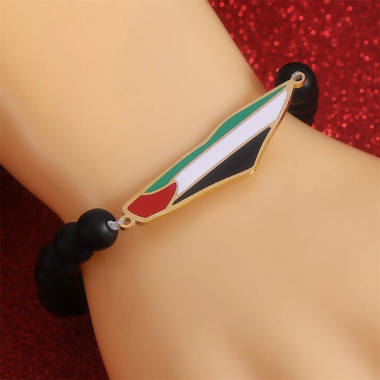 Stainless Steel Enamel Palestine Map Pendant Bracelet Necklace For Women Men